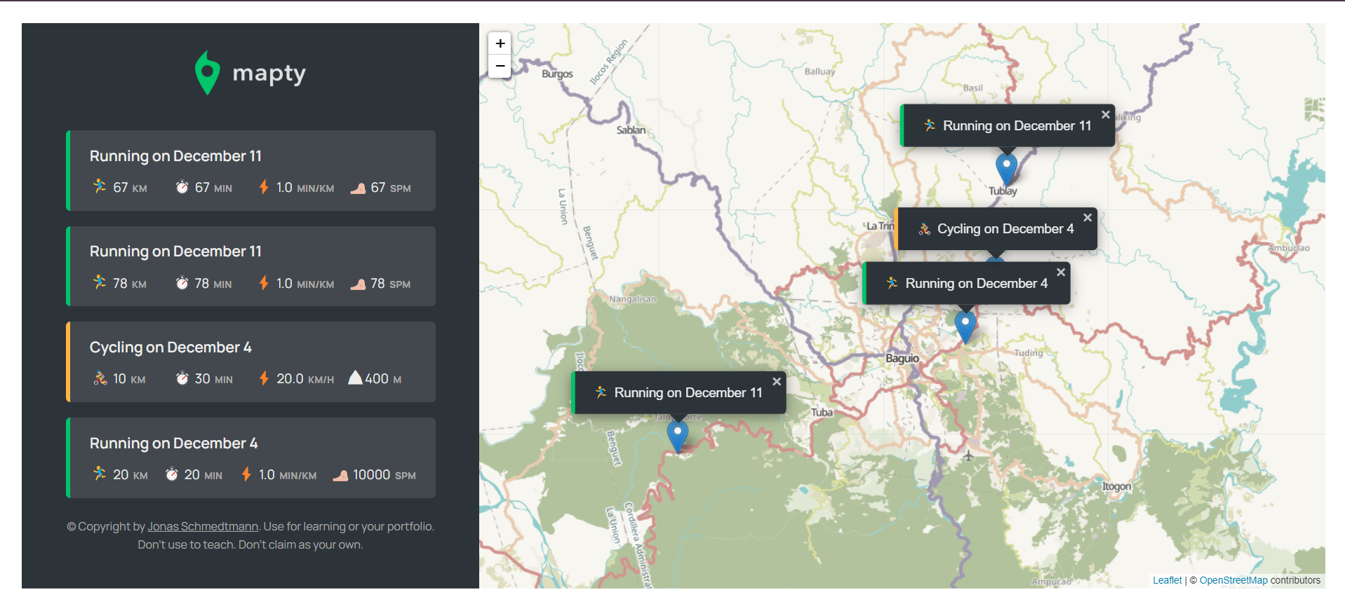Mapty web app